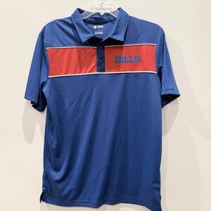 NFL Team Apparel Blue Red Buffalo Bills Polo Tee Mens Sz Large. EUC. ART